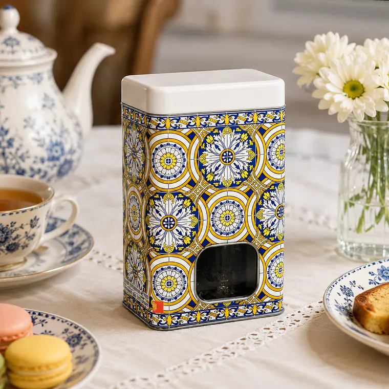 Tin can with tea, Portuguese tiles 1