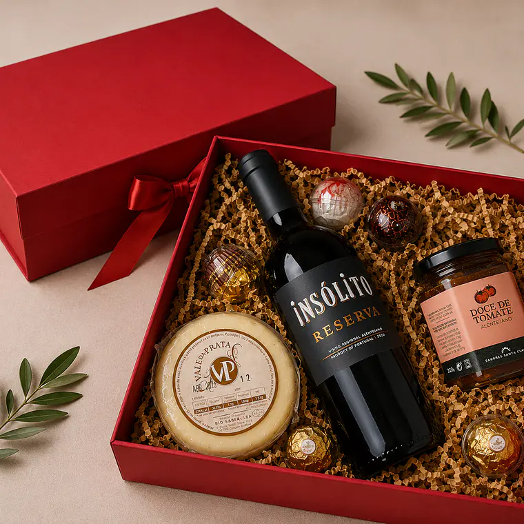 Cabaz especial com queijo, vinho e compota 1