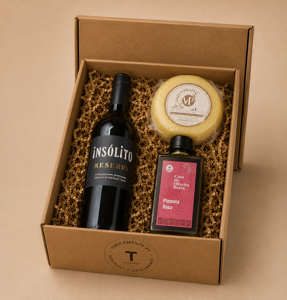Special gourmet basket with beverage, flavored olive oil, and cheese. 1