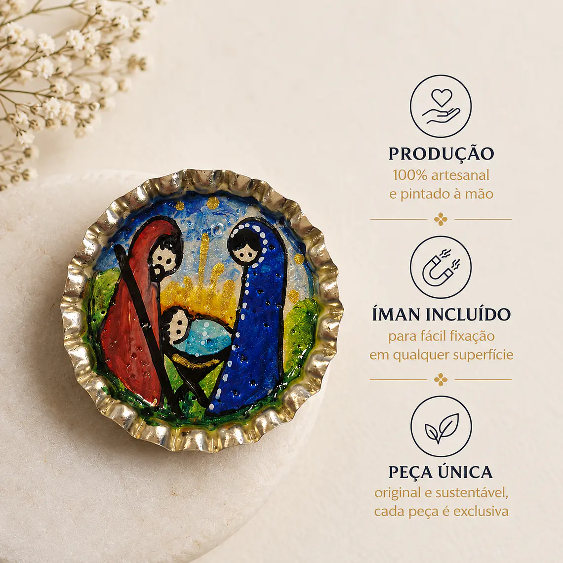 Presépio Artesanal em Carica – Pintado à Mão com Íman 1