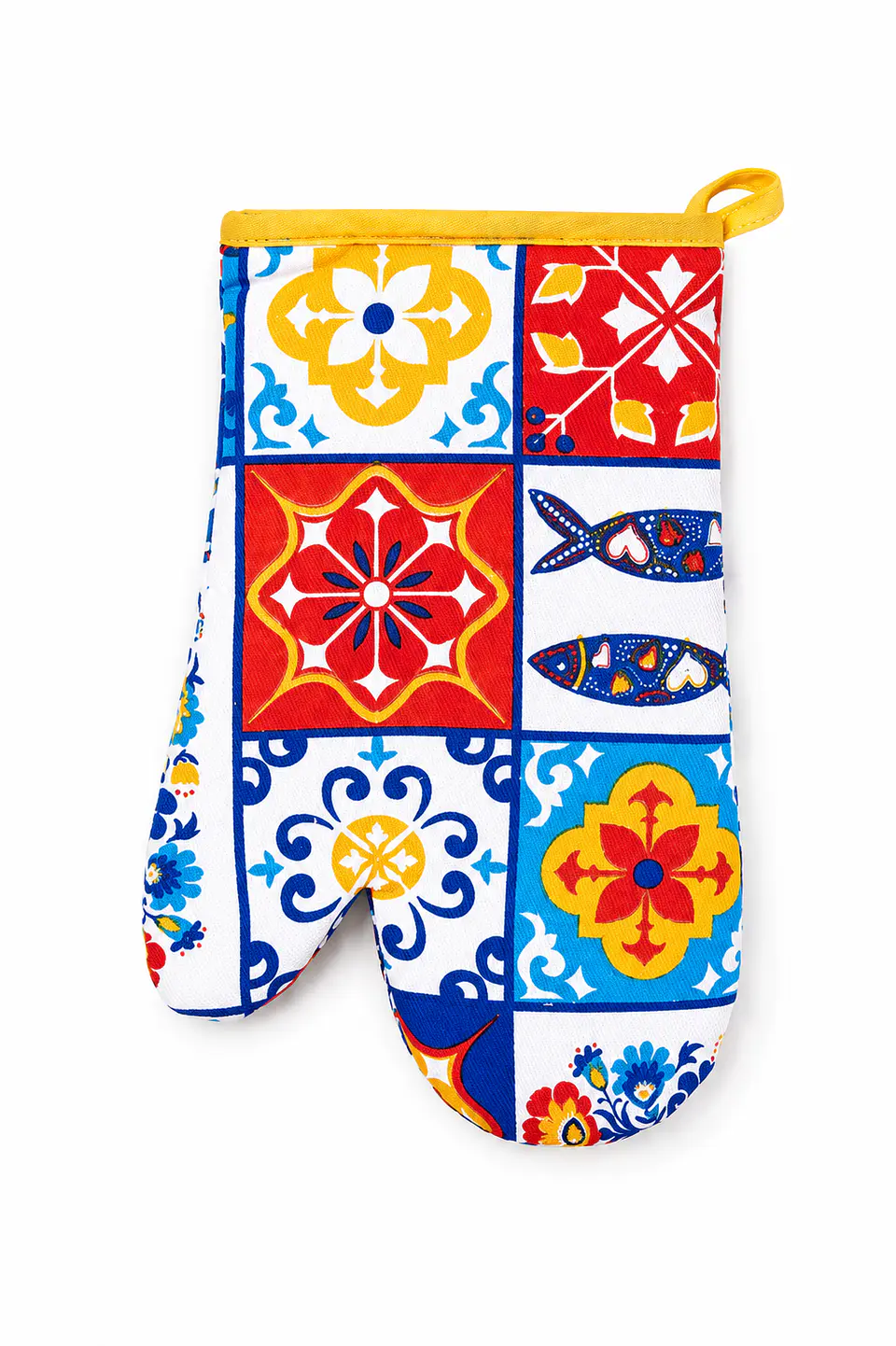 Regional kitchen gloves with colorful tile pattern 1
