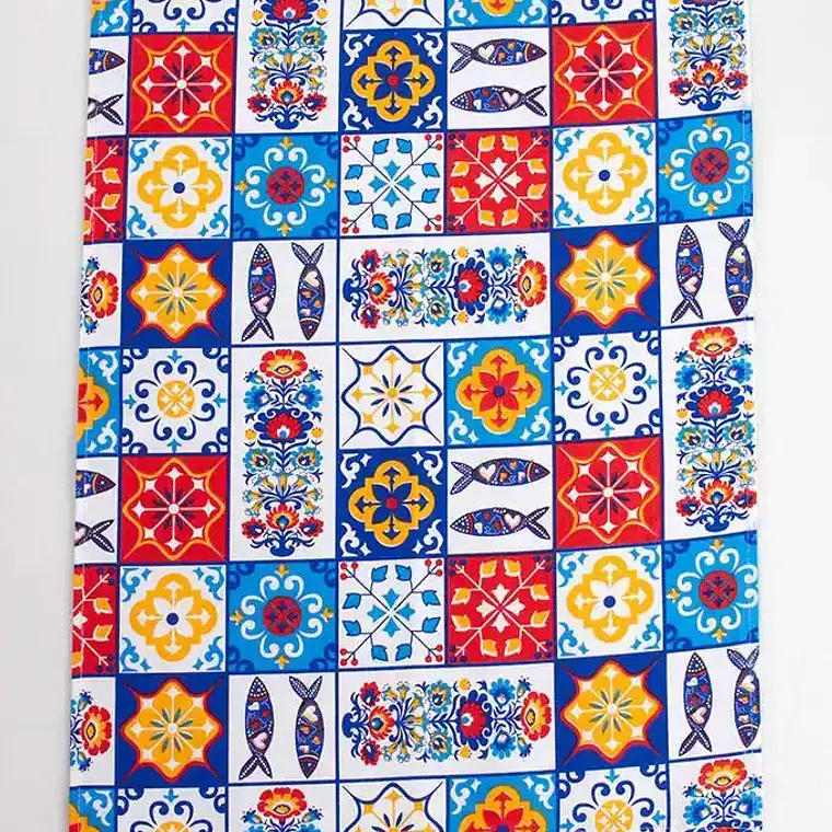 Pano de Cozinha Regional Azulejos Portugueses em sarja 2