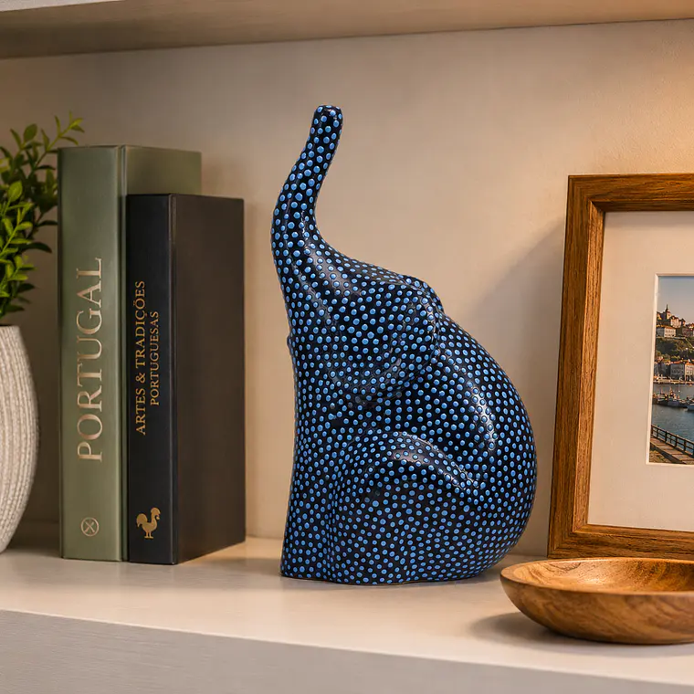 Elefante artesanal pintado a mano, 23 cm. 1