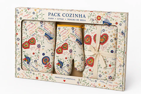 Ensemble de textiles de cuisine portugais traditionnels – Mouchoir des amoureux