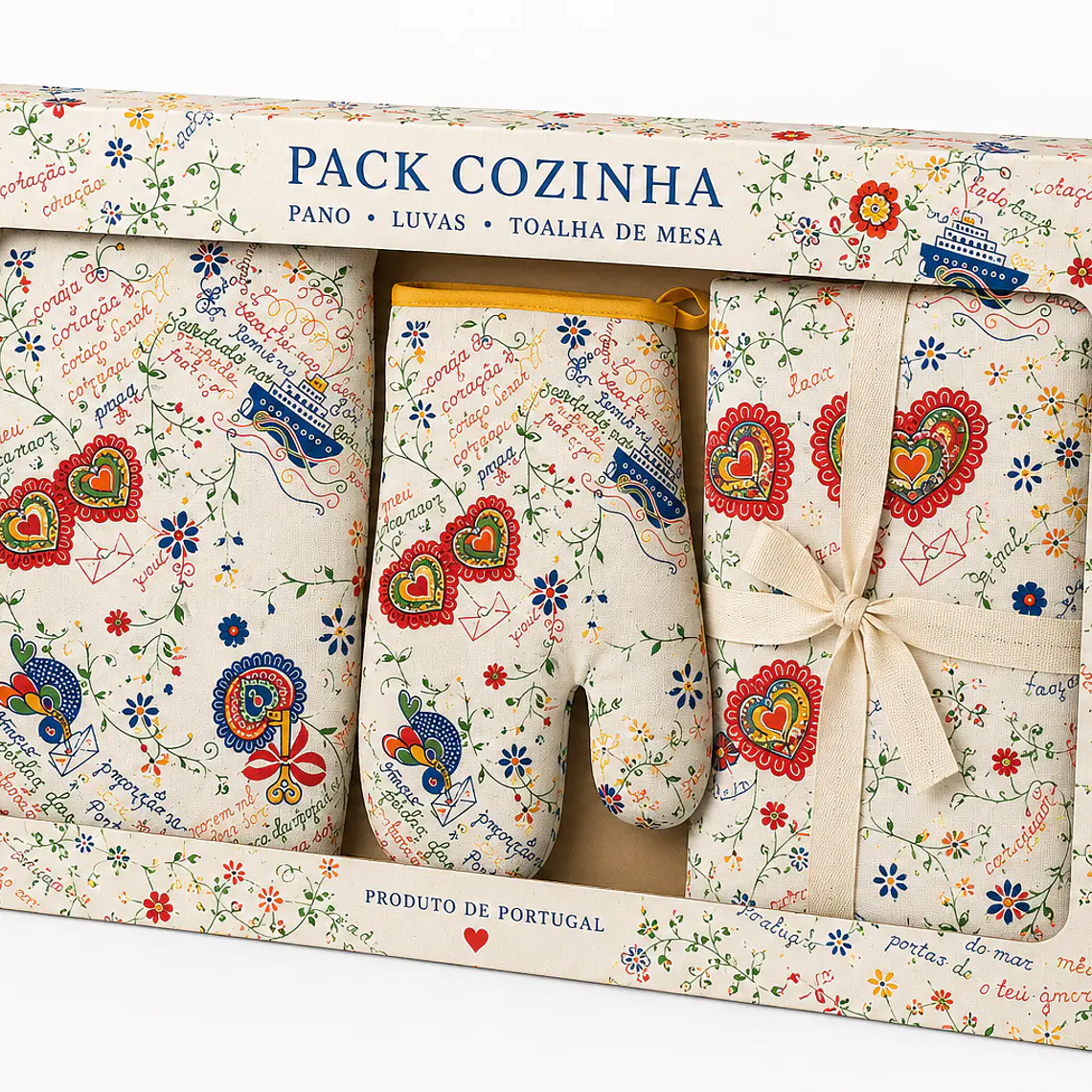 Pack Têxtil de Cozinha Tradicional Portuguesa – Lenço dos Namorados 1