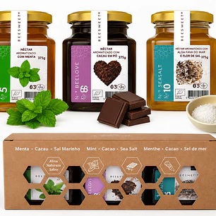 Minipack Néctar Aromatizado BIO (Menta, Chocolate e Flor de sal)