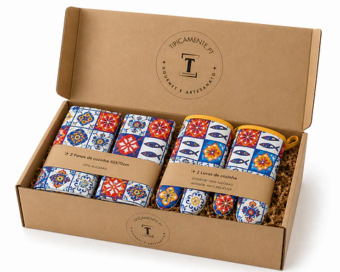 Pack de textiles tradicionales portugueses para cocina - Azulejos