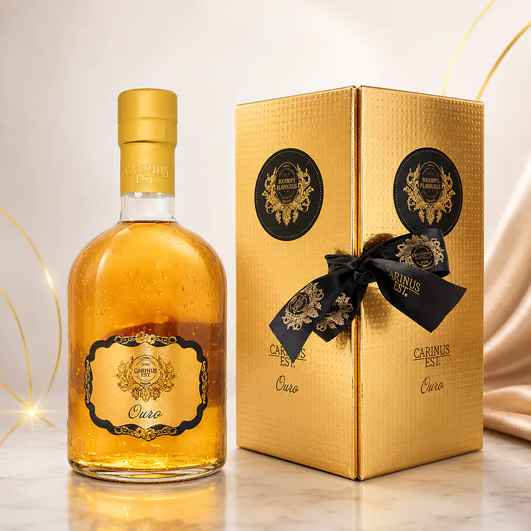 Licor com ouro comestível e copos de chocolate 1