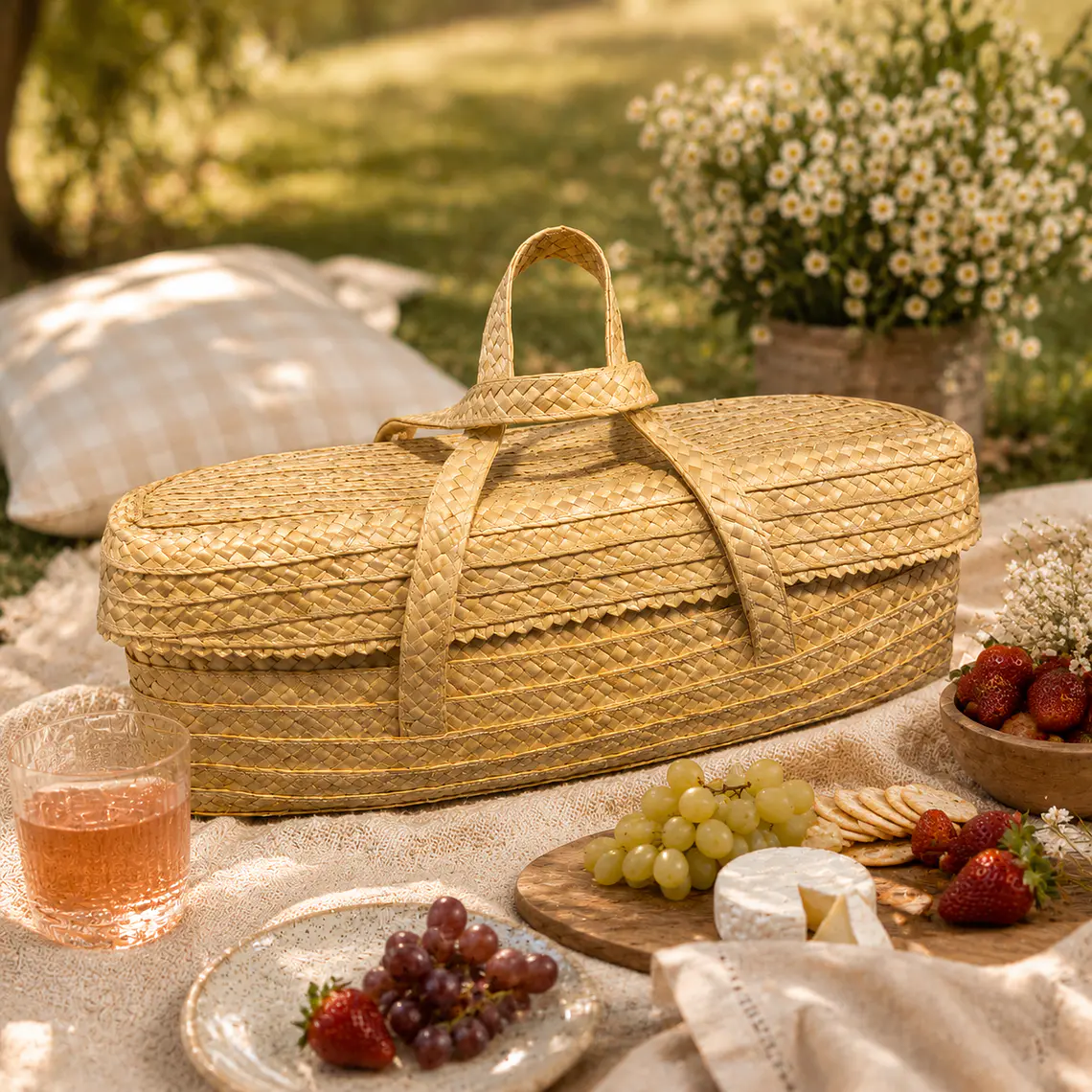 Boleira/Tarteira Retangular em Palma Natural – Feita à Mão 1