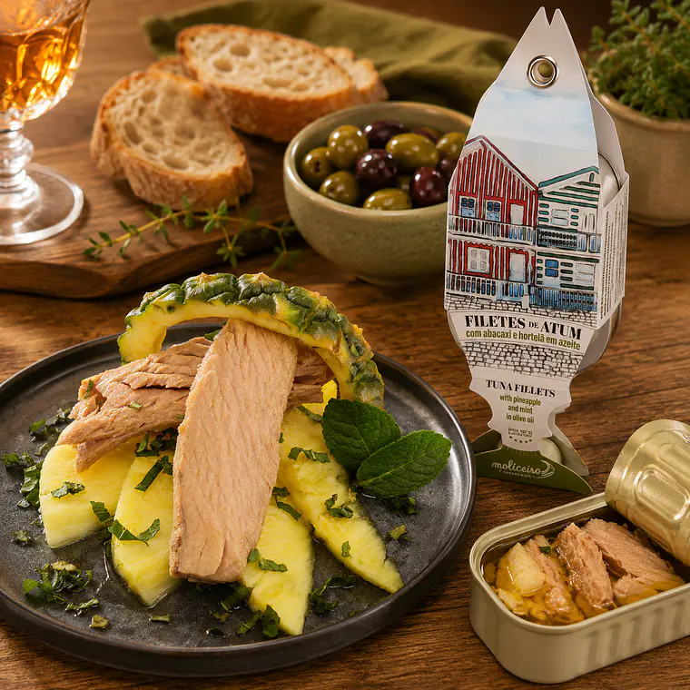 Filetes de atum com abacaxi e hortelã em azeite 1