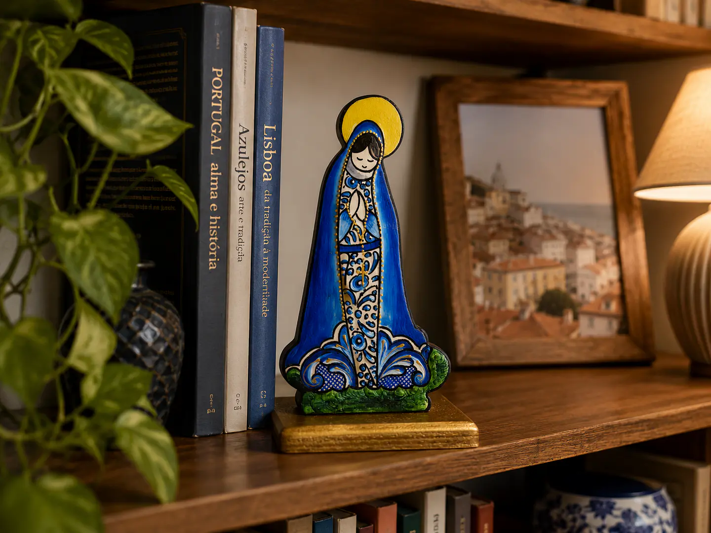 Nuestra Señora en madera pintada a mano 15cmx8cm 3