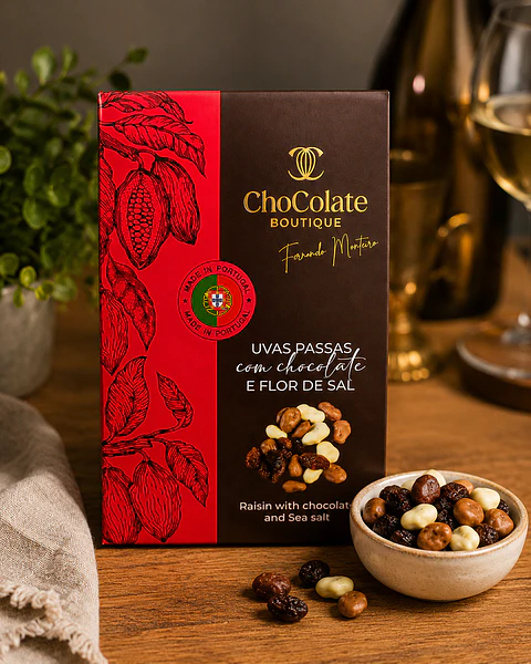 Uvas Passas com Chocolate e Flor de Sal 