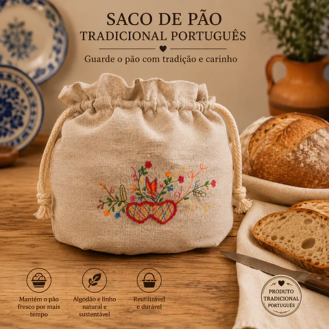 Saco de Pão Tradicional Português Bordado