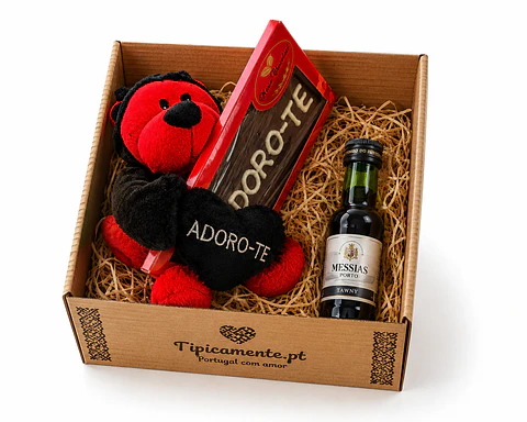 Coffret « Je t'aime » avec chocolat et porto Messias