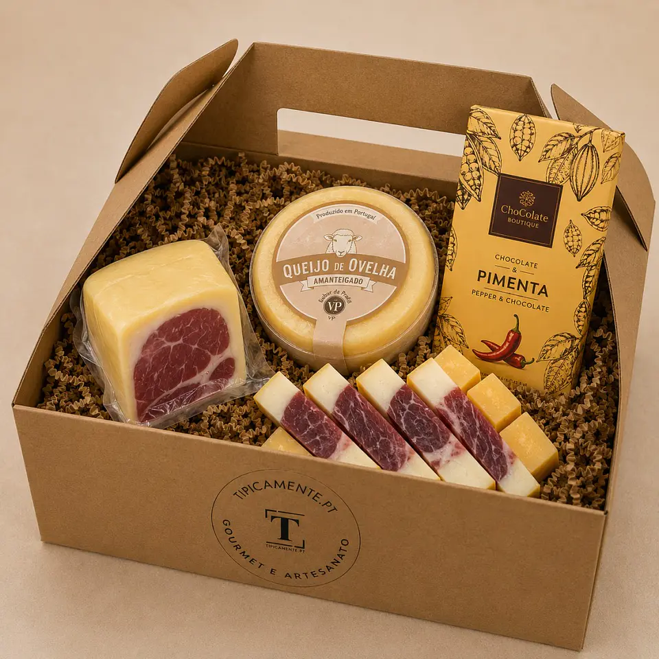Cabaz Gourmet – Queijos Portugueses & Chocolate com Pimenta 1
