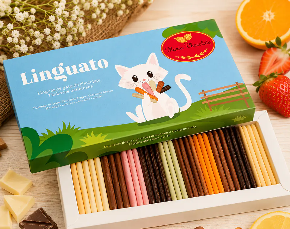 Línguato – Sortido de Línguas de Gato de Chocolate para crianças 1