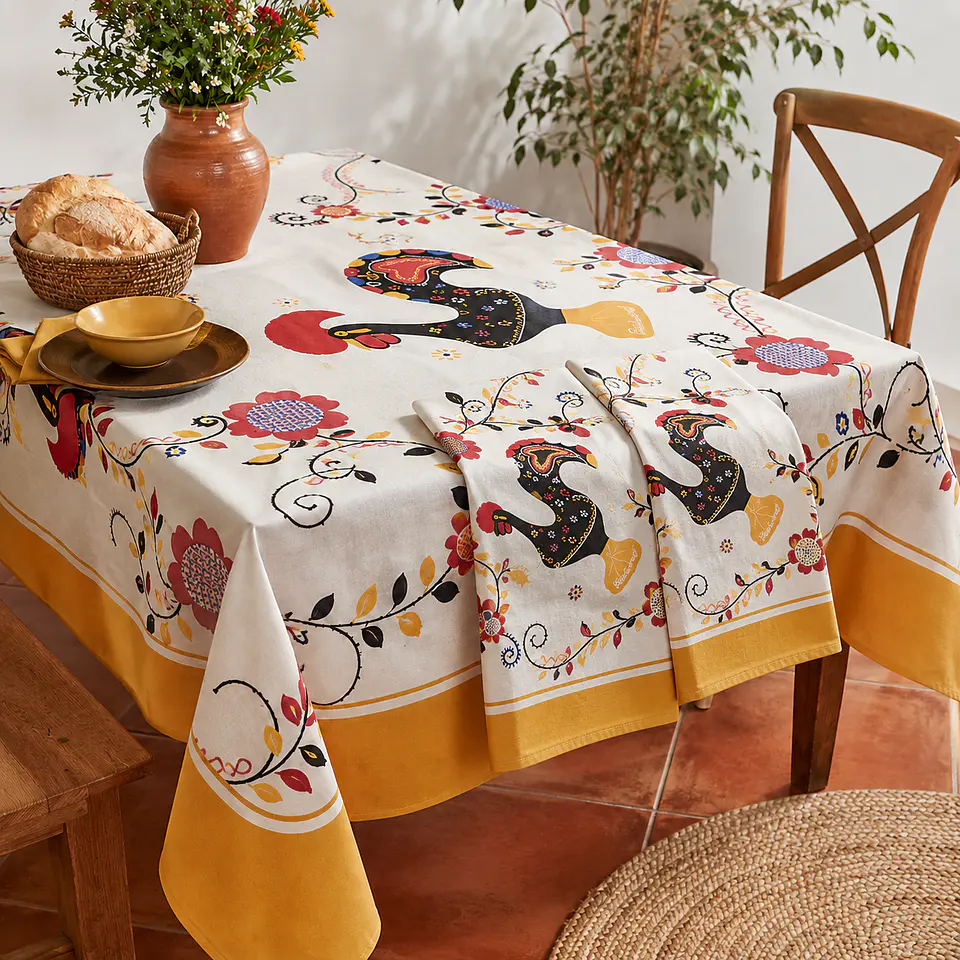 Lot de 2 nappes régionales à motif coq Barcelos + 2 torchons de cuisine 1