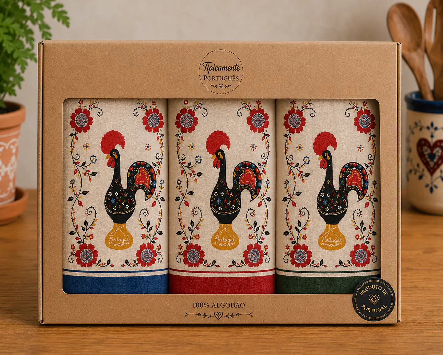 Paño de cocina con diseño de gallo de Barcelos, 50 x 70 cm. 1