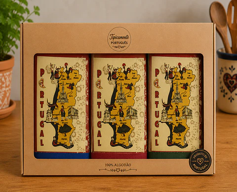 Pack panos de cozinha Mapa Portugal 