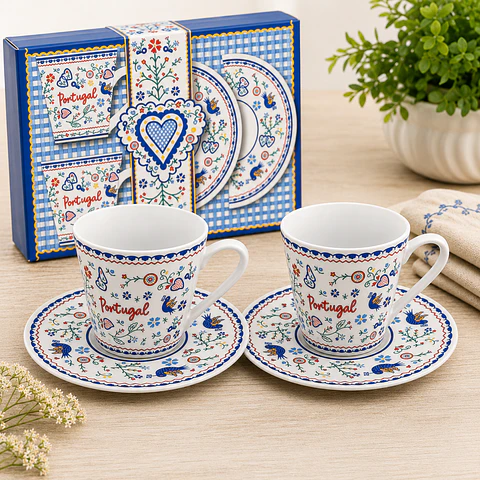 Conjunto de Chávenas Padrão Lenço dos Namorados