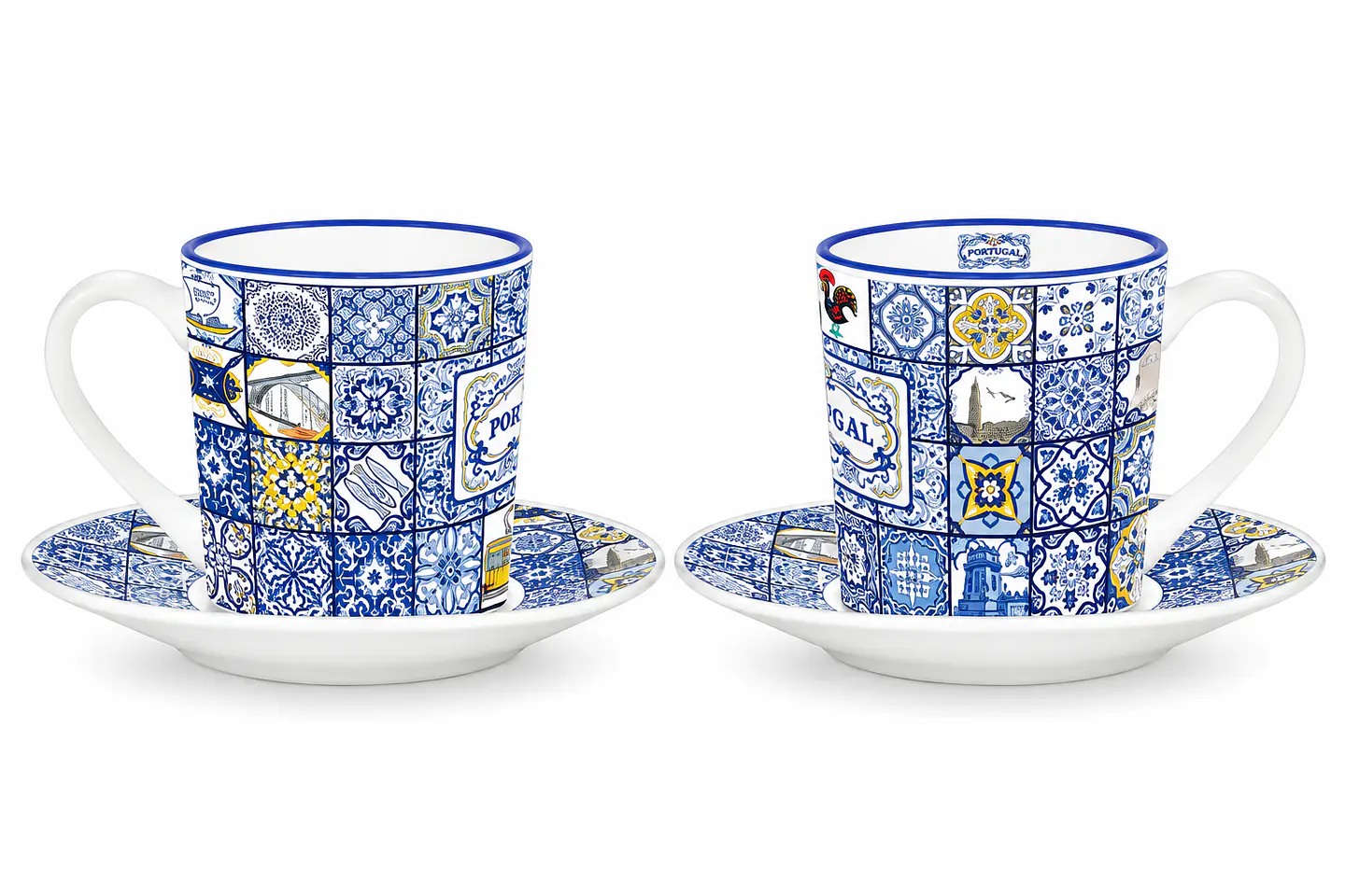 Service de 6 tasses à café avec soucoupes – Carreaux portugais 3
