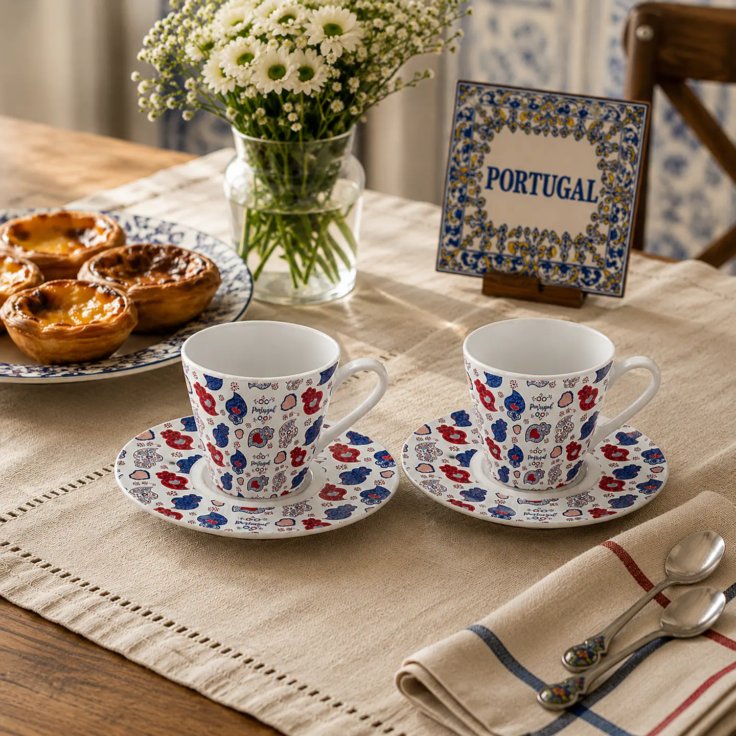 Juego de 2 tazas de café con platillos – Corazón de Viana 2