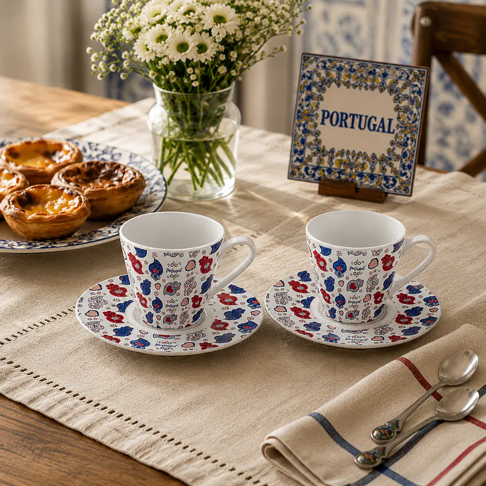 Juego de 2 tazas de café con platillos – Corazón de Viana 2