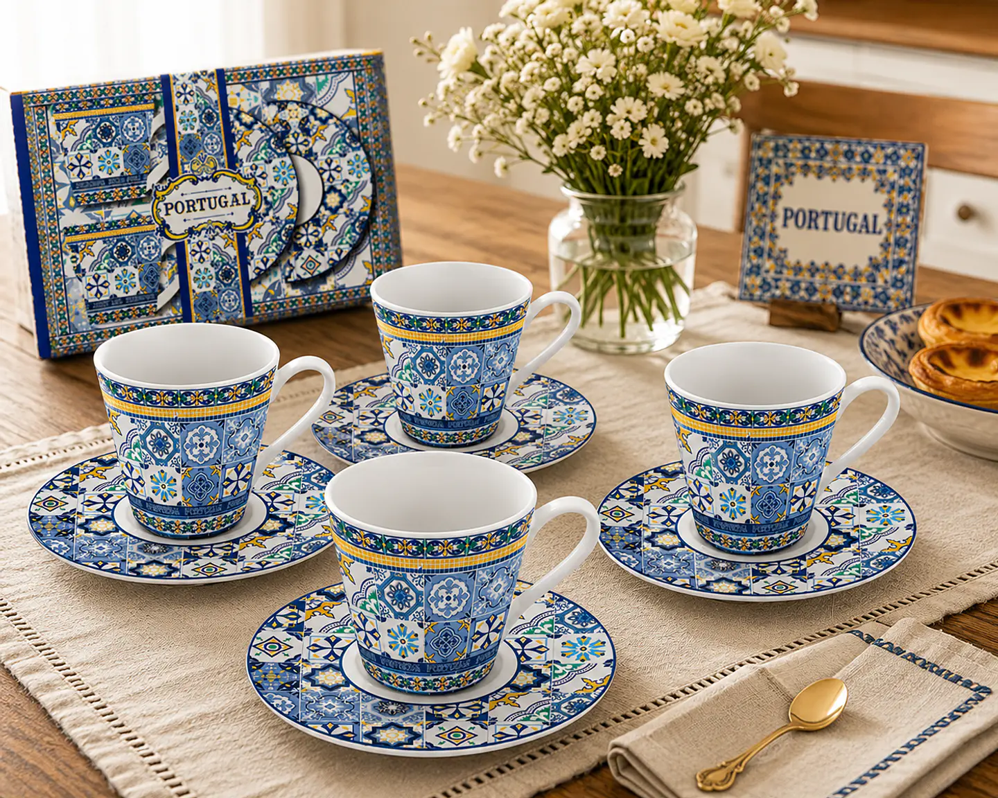 Conjunto de 2 Chávenas de Café com Pires - Azulejos 1
