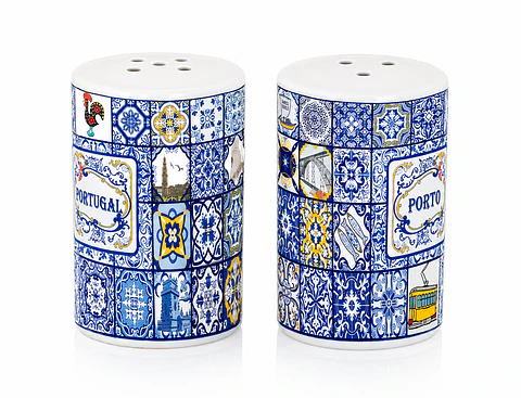 Saleiro de Porcelana com Motivo de Azulejos Portugueses – 8 cm