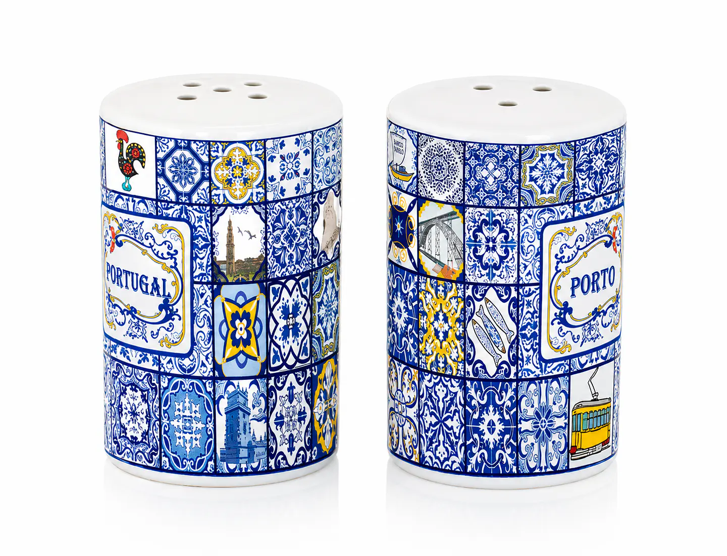 Porcelain salt shaker with Portuguese tile motif – 8 cm 1