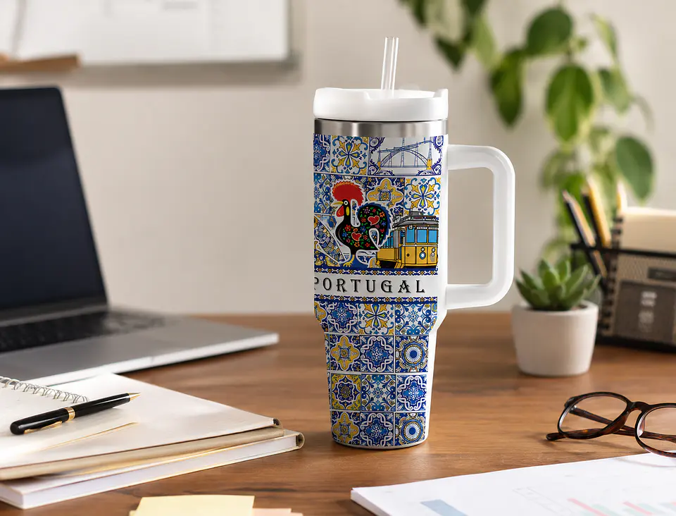 Copo Térmico Portugal com Motivos de Azulejos – 500 ml 1