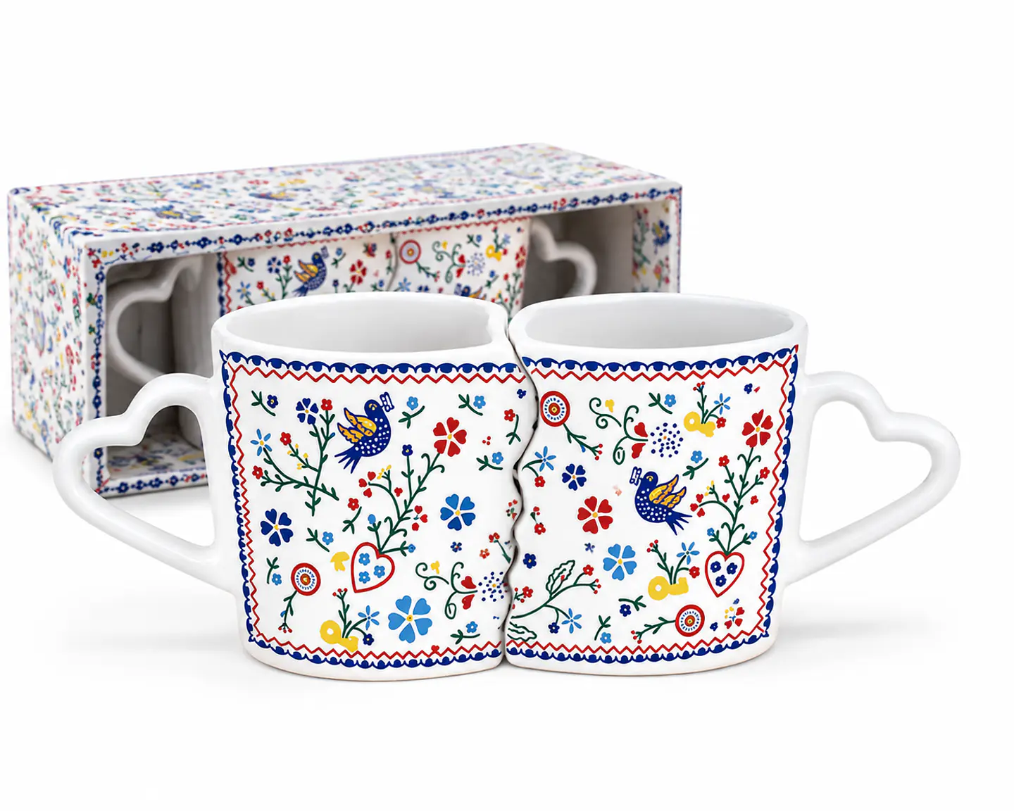 Mug double en céramique à motifs de carreaux portugais – 21 × 8 cm 1