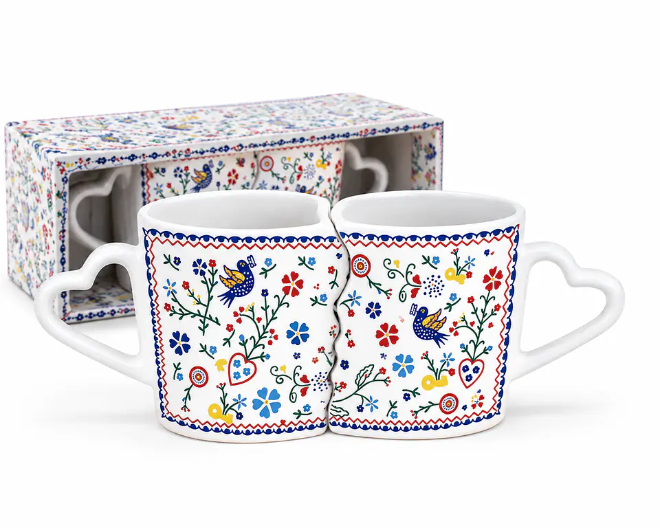 Mug double en céramique à motifs de carreaux portugais – 21 × 8 cm 1