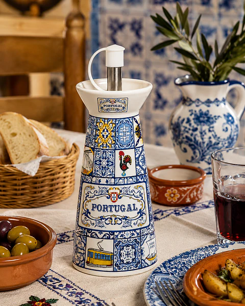 Galheteiro em Cerâmica com Motivos de Azulejos Portugueses – 16,5 cm