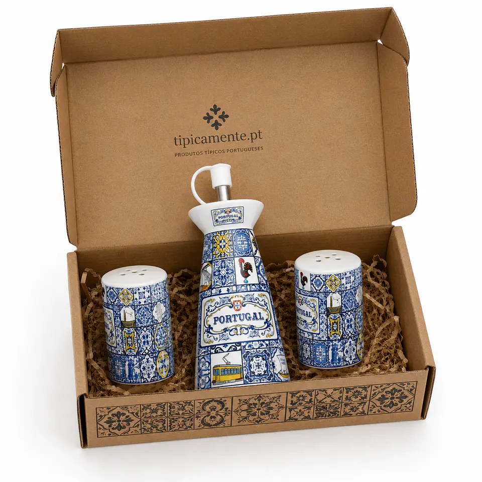 Pack Azulejos Portugueses – Galheteiro + Saleiro e Pimenteiro 1