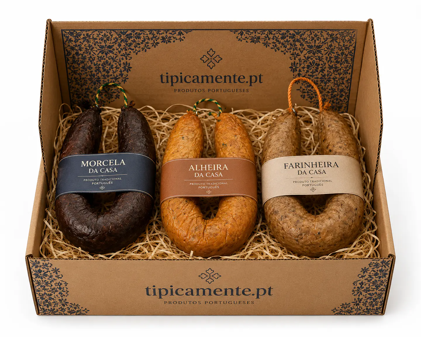 Paquete de morcilla, salchicha Alheira y salchicha Farinheira de la casa. 1