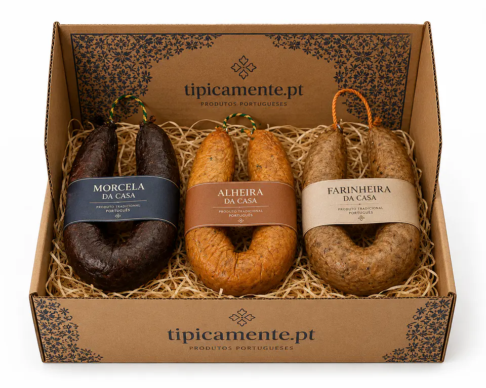 Paquete de morcilla, salchicha Alheira y salchicha Farinheira de la casa. 1