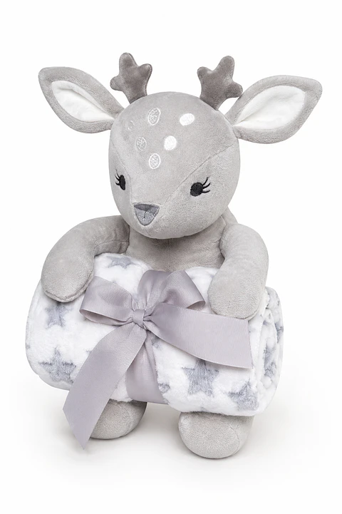 Baby Blanket and Plush Toy Set — Gray