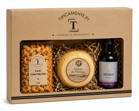 Gourmet Basket – Cashew with Piri-Piri, Mixed Cheese and White Port Wine