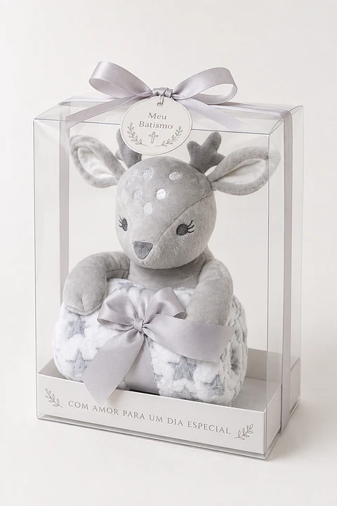 Baby Blanket and Plush Toy Set — Gray
