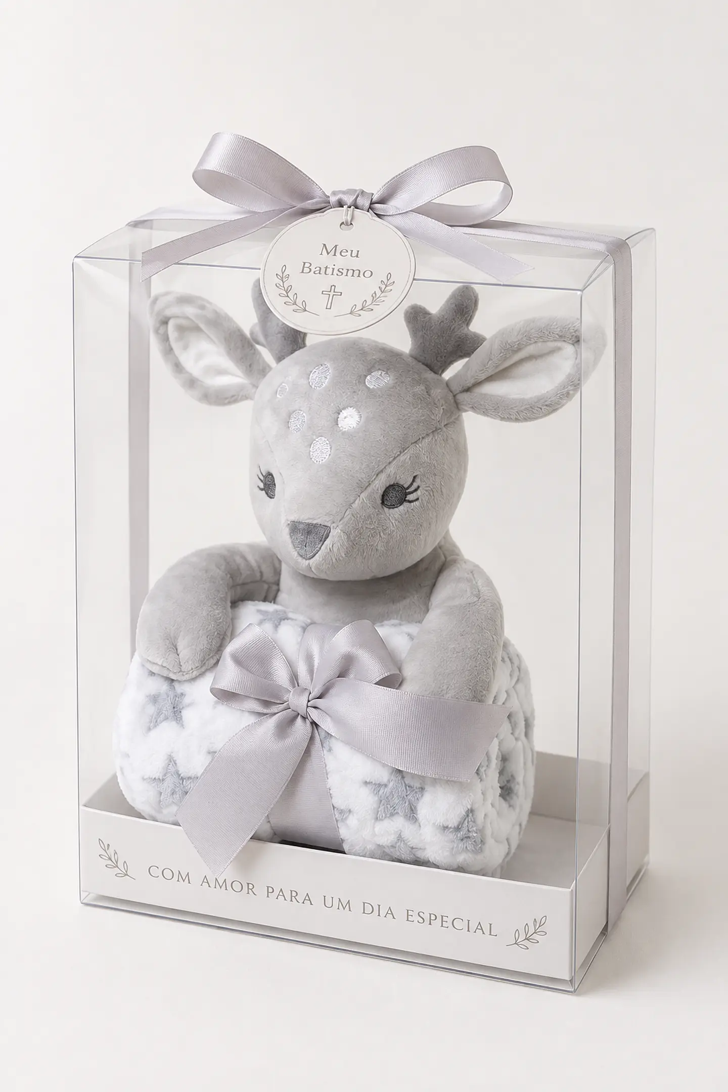 Conjunto de manta y peluche para bebé — Gris 1