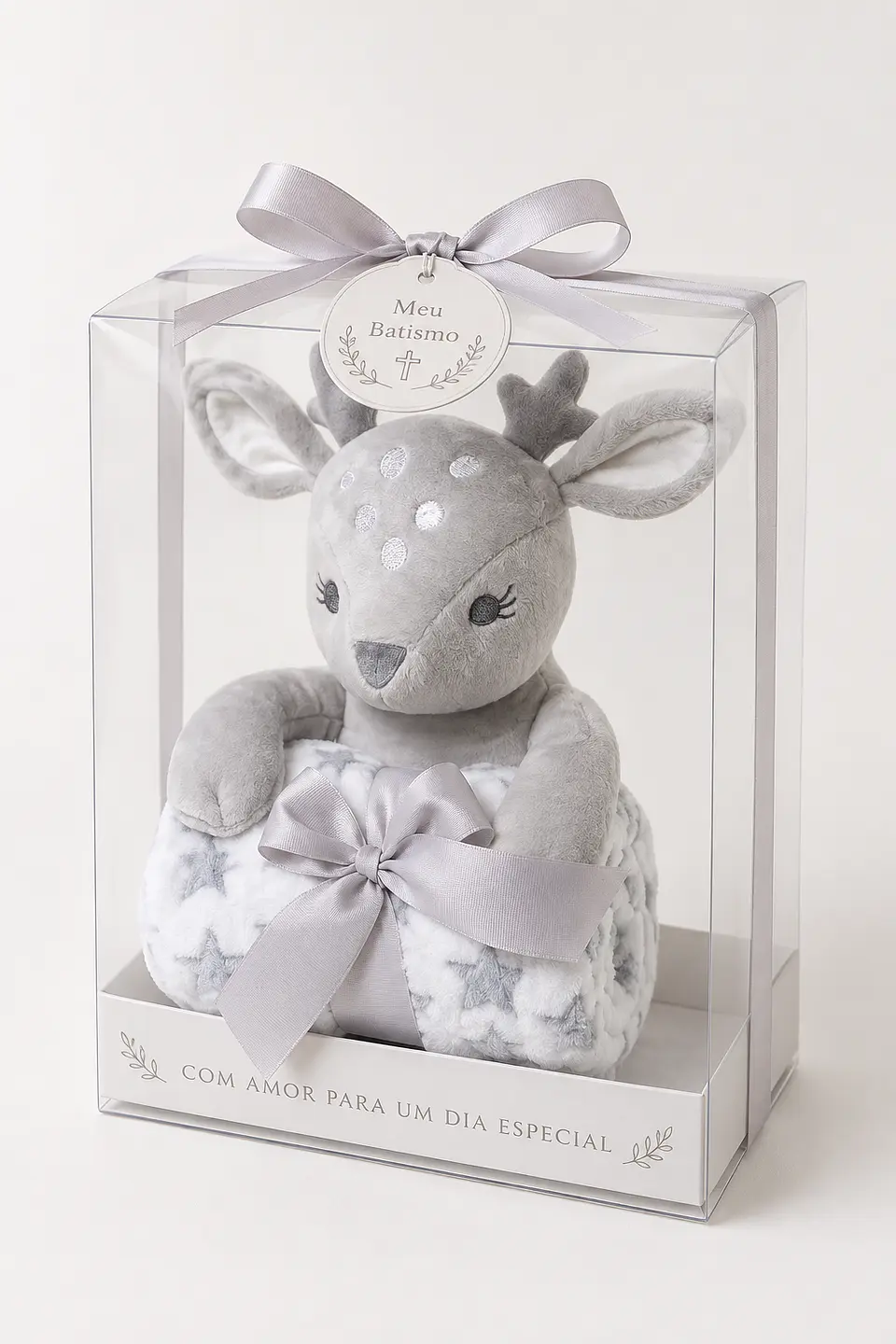 Conjunto de manta y peluche para bebé — Gris 1