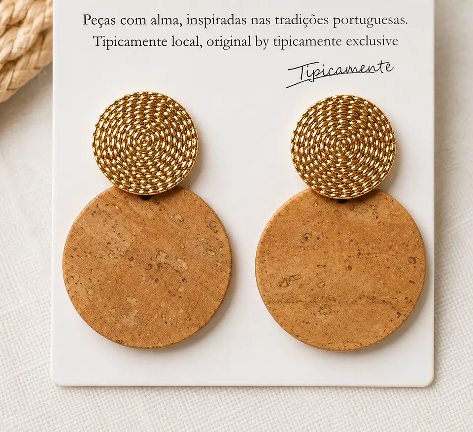 Brincos com cortiça inspiração portuguesa 1