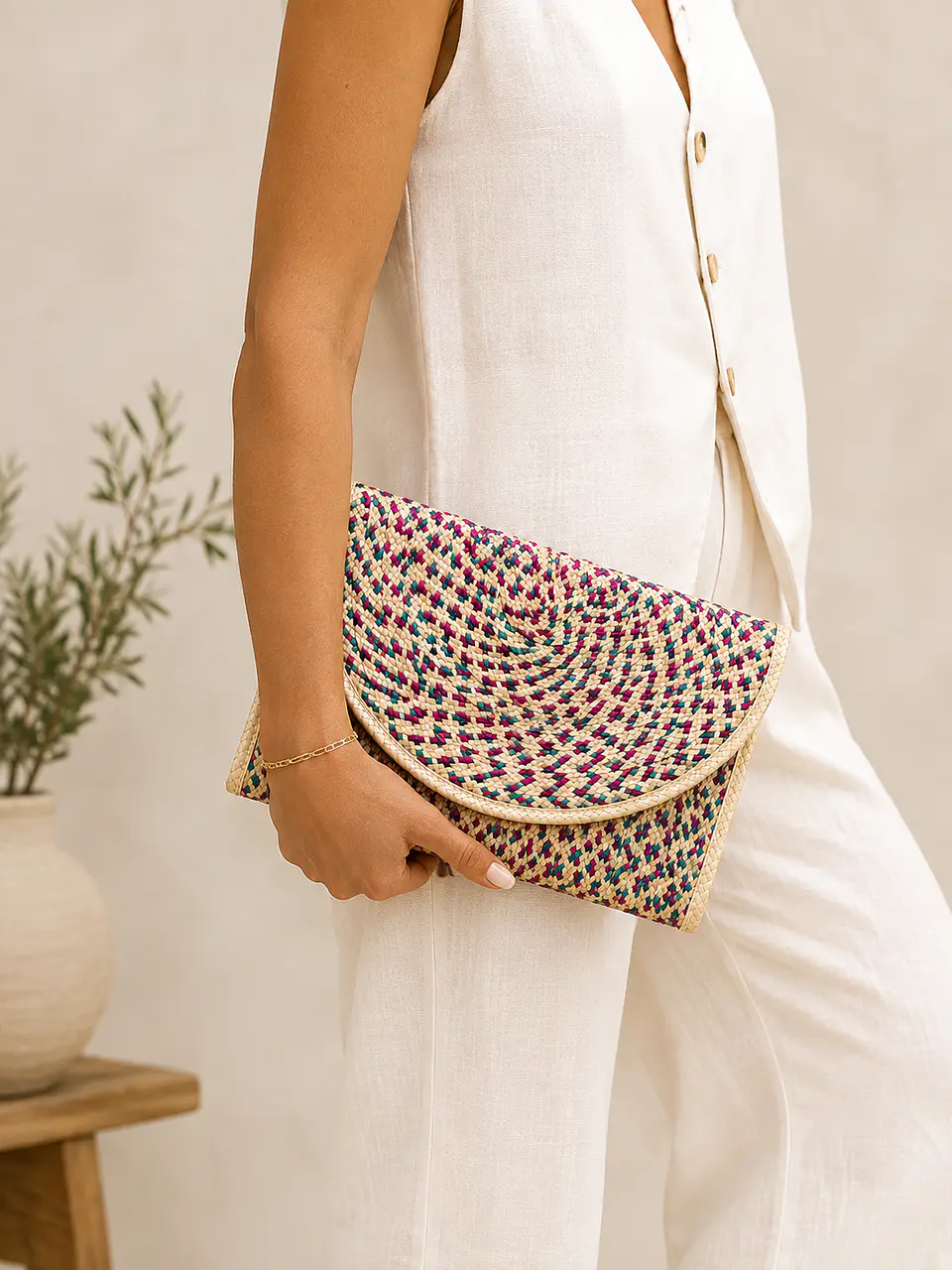 Bolso tipo cartera de palma artesanal 4