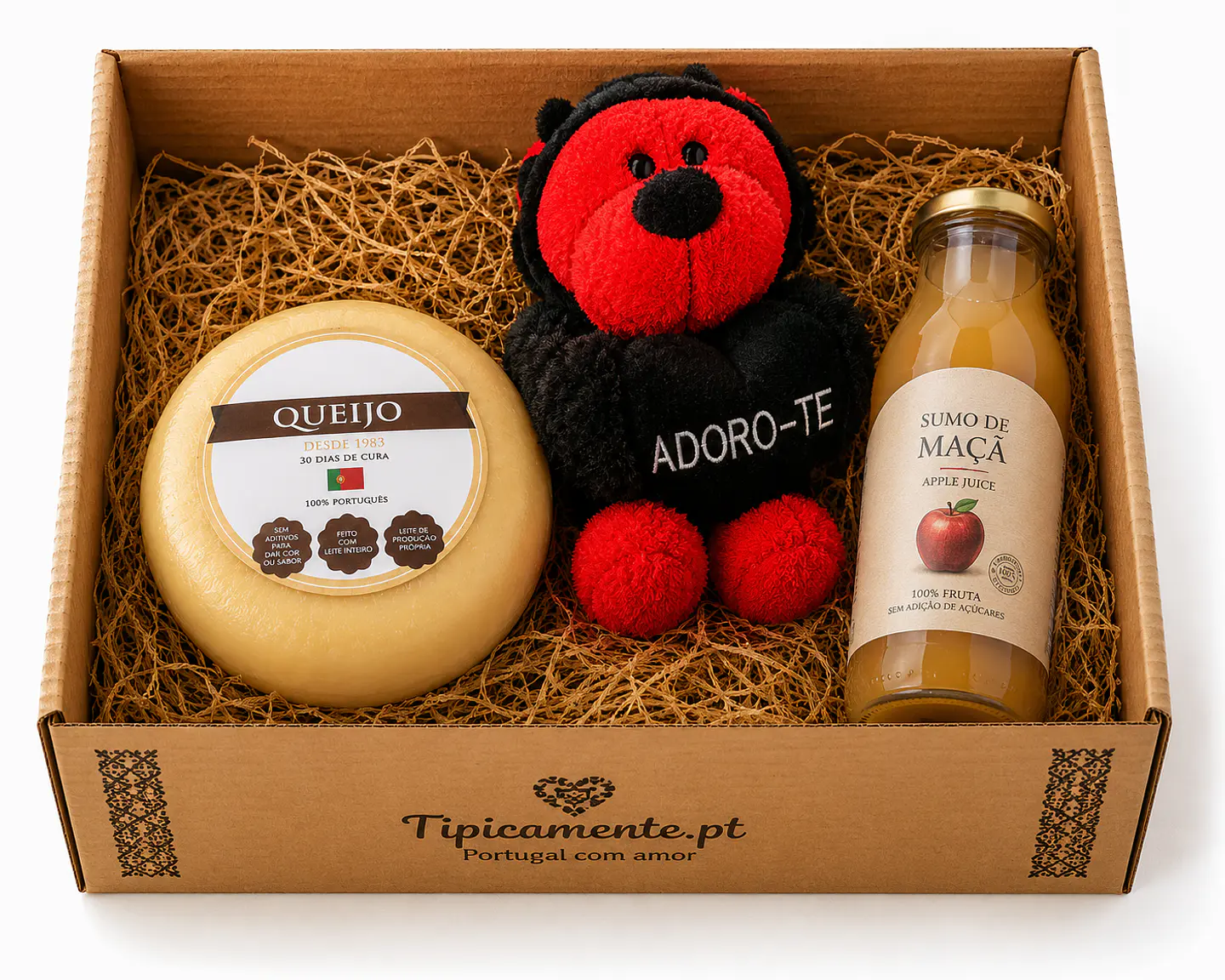 Coffret « Portugal avec amour » – Fromage, peluche et jus de pomme  2