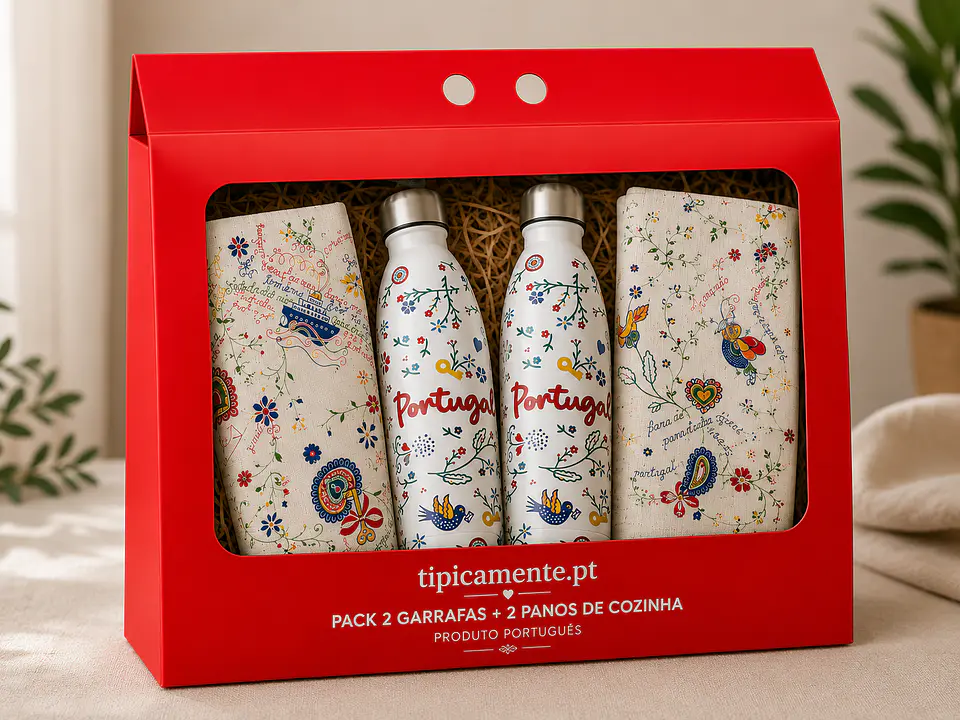 Pack Tradição Portuguesa – Garrafa Térmica & Panos de Cozinha 1