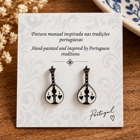 Brincos pintados à mão guitarra portuguesa