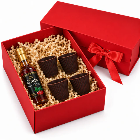  Coffret com Copos de Chocolate + Garrafa 50ml