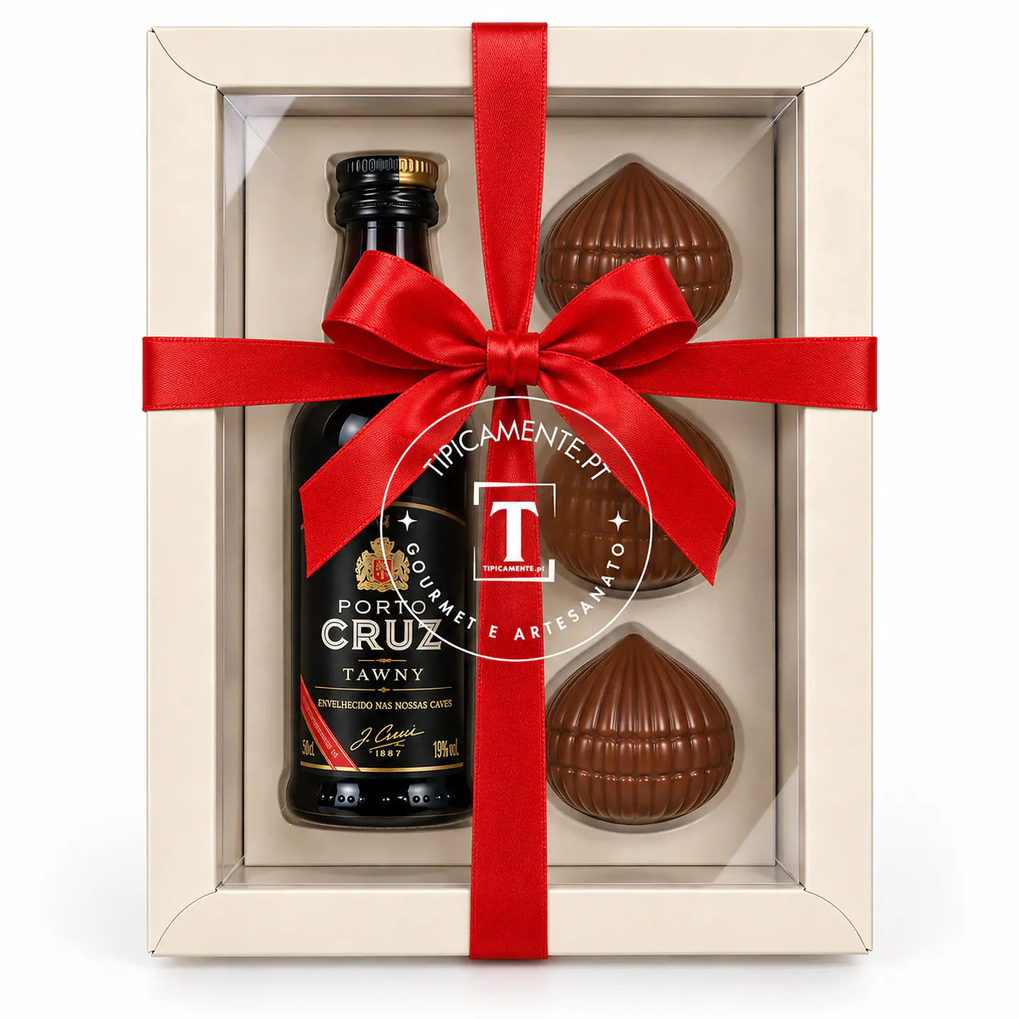 Caja con vino de Oporto y trufas de chocolate 1
