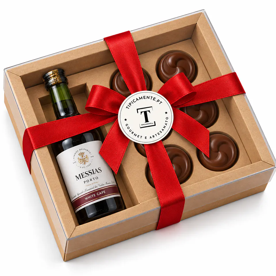 Caixa com Vinho do Porto e trufas de chocolate 6x 4